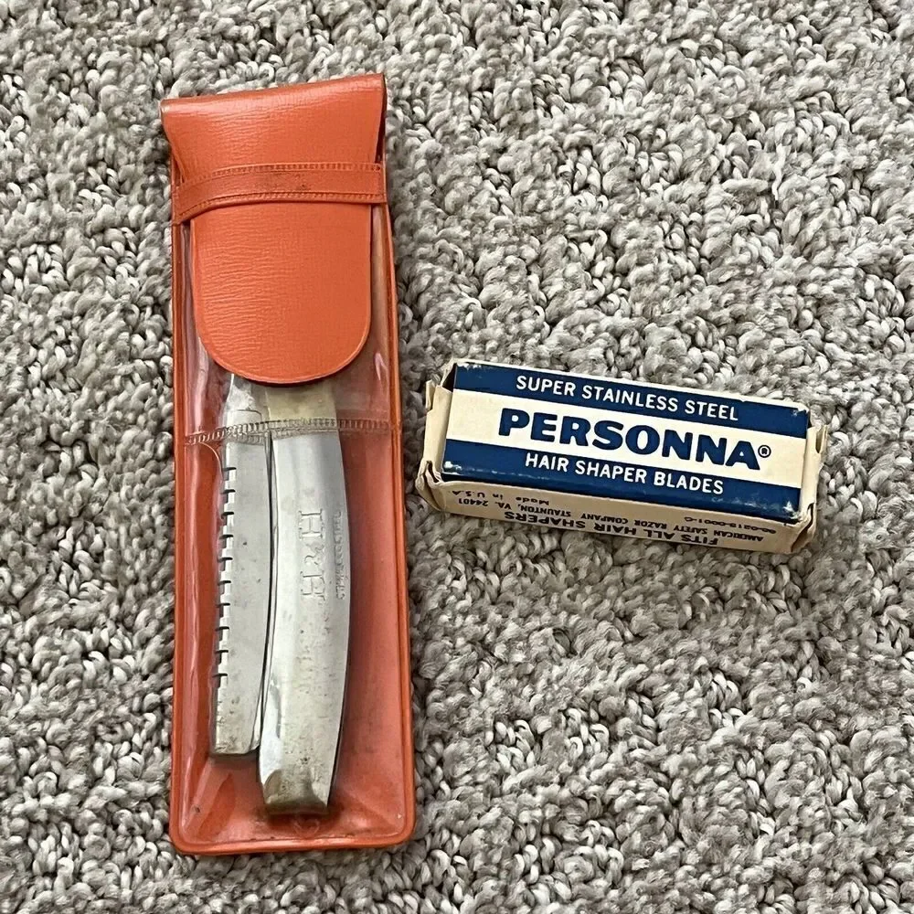 Vintage H & H Co Hair Shaper Razor Stainless Steel Straight Razor Personna Blade